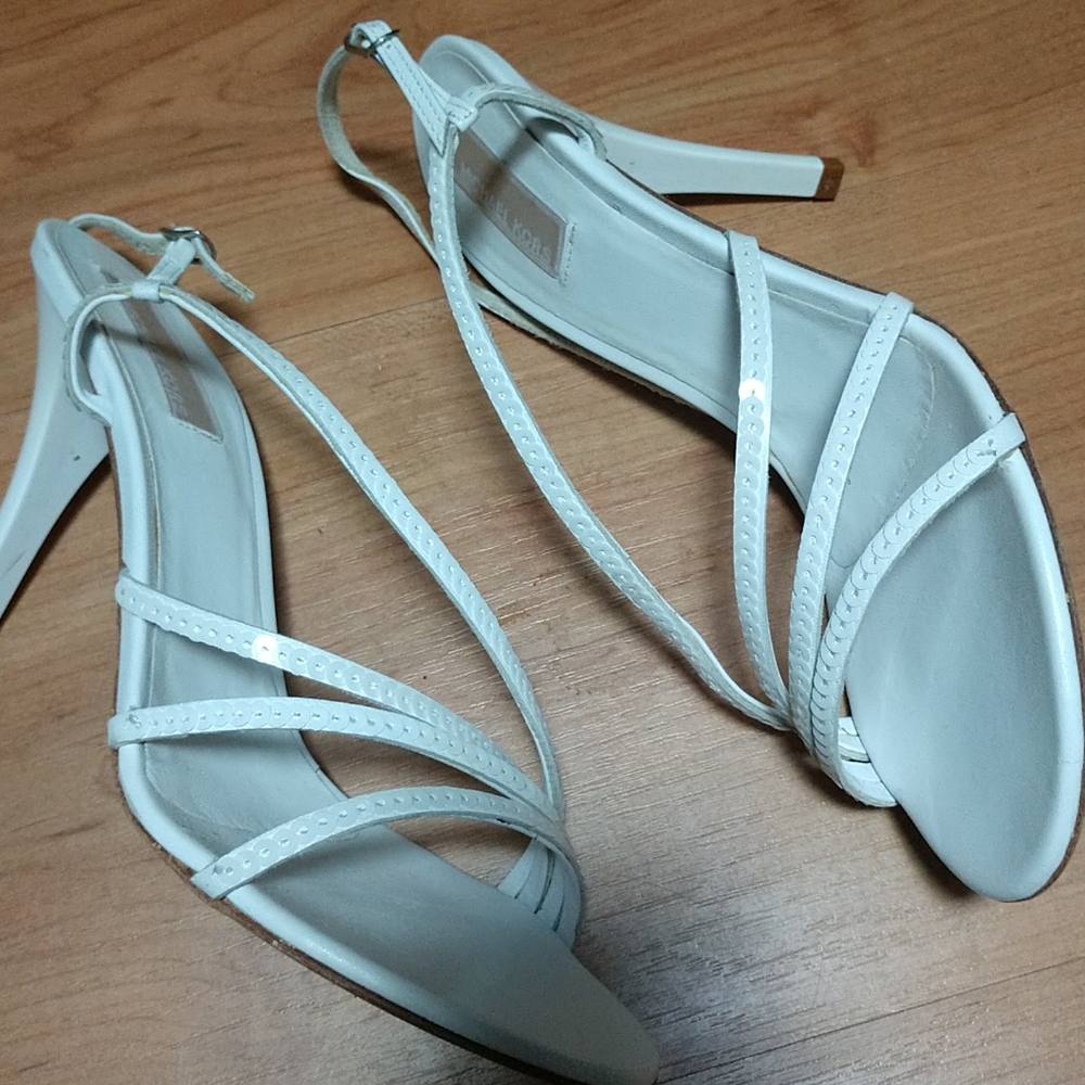 #5 Michael Kors LEATHER SEQUINNED Strappy Heels ITALIAN HANDCRAFTED